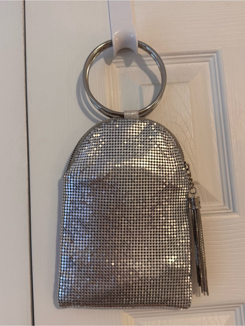 Nina Silver Mesh Wristlet with Keyring